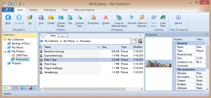 can windows print disk catalog