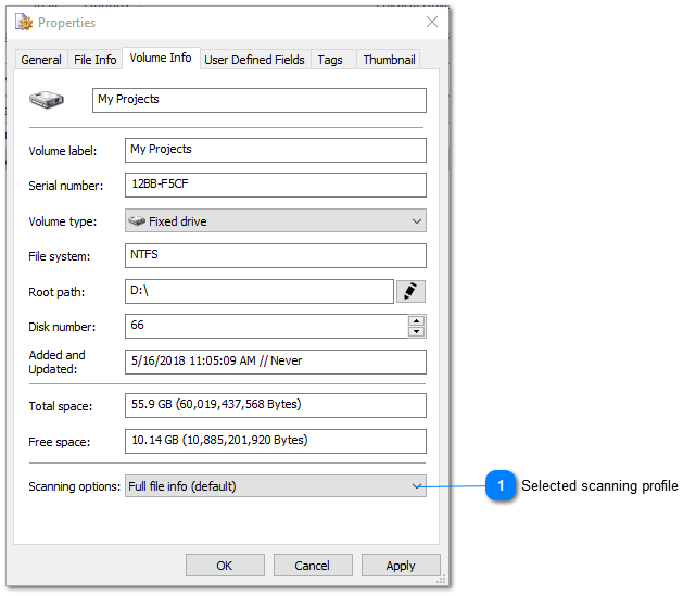 changing the volume to be scanned by disk aid