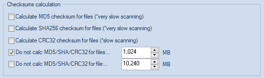 5. Checksums calculation section