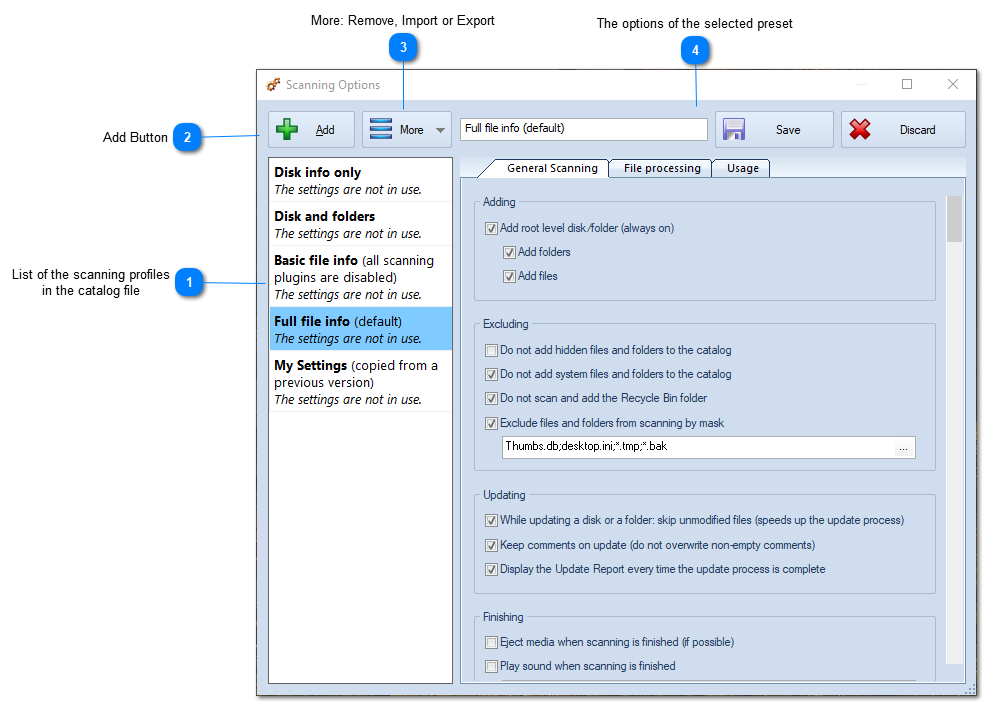 Scanning Options Manager