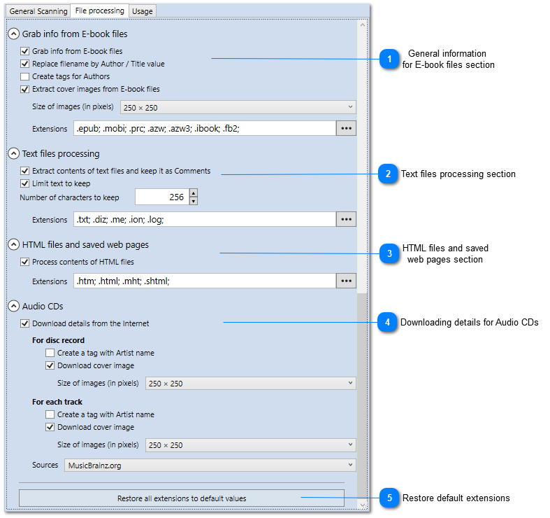 File Processing page (Part 2)