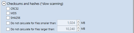 5. Checksums calculation section