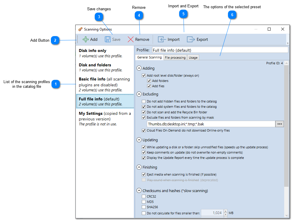 Scanning Options Manager