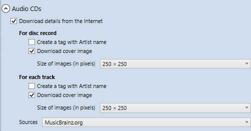 4. Downloading details for Audio CDs