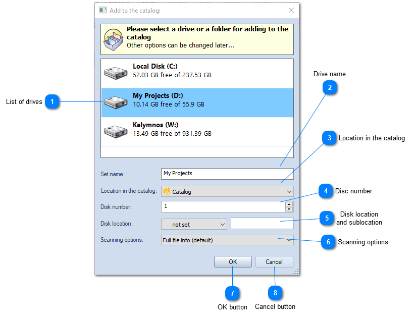 Adding a Disk Dialog