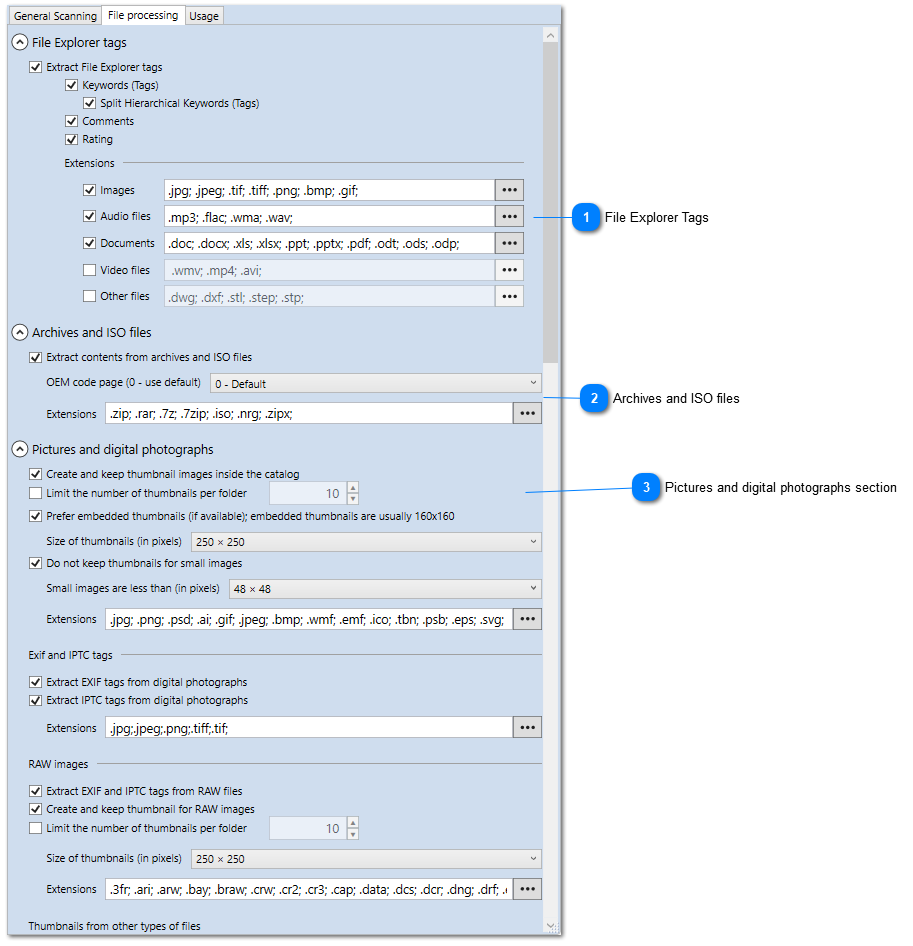 File Processing page (Part 1)