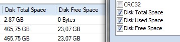 Disk Total, Free and Used Spaces Columns