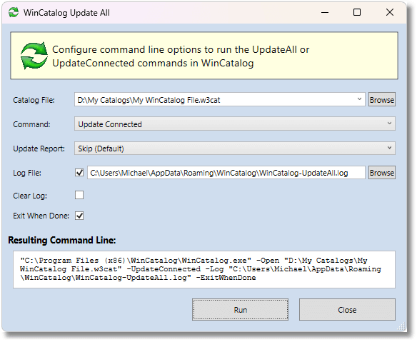 WinCatalog 2024.8 - UI Tool to configure the Update All and Update Connected Commands